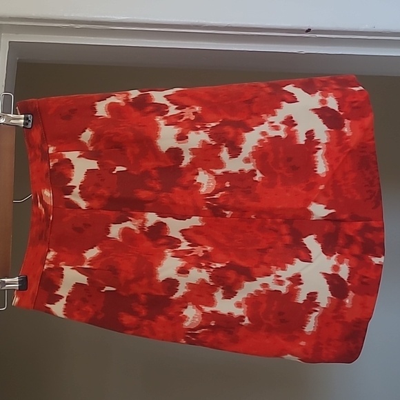 J.Crew Wool A-Line Button Front Skirt Women’s 00 Red Cream Floral - Picture 7 of 14